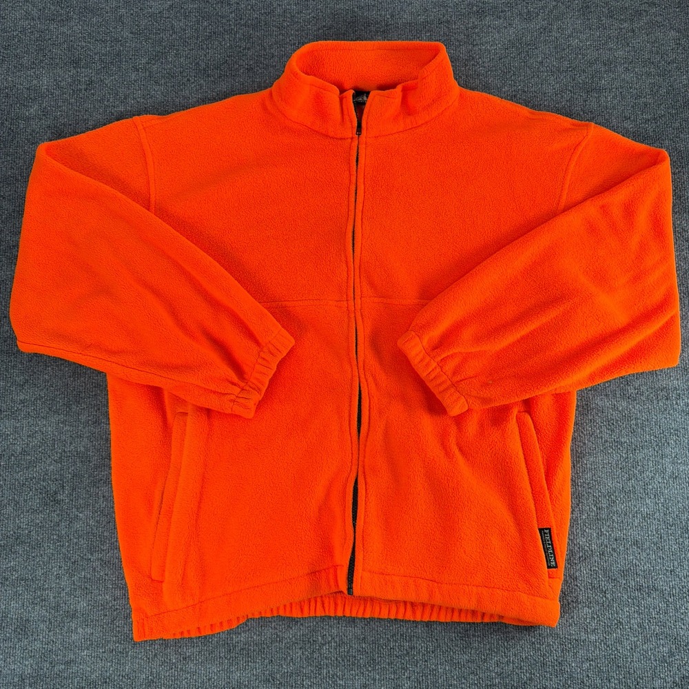 Fieldline Mens Blaze Orange Fleece Jacket Full Zip Hunting Safety Large XL Fall
